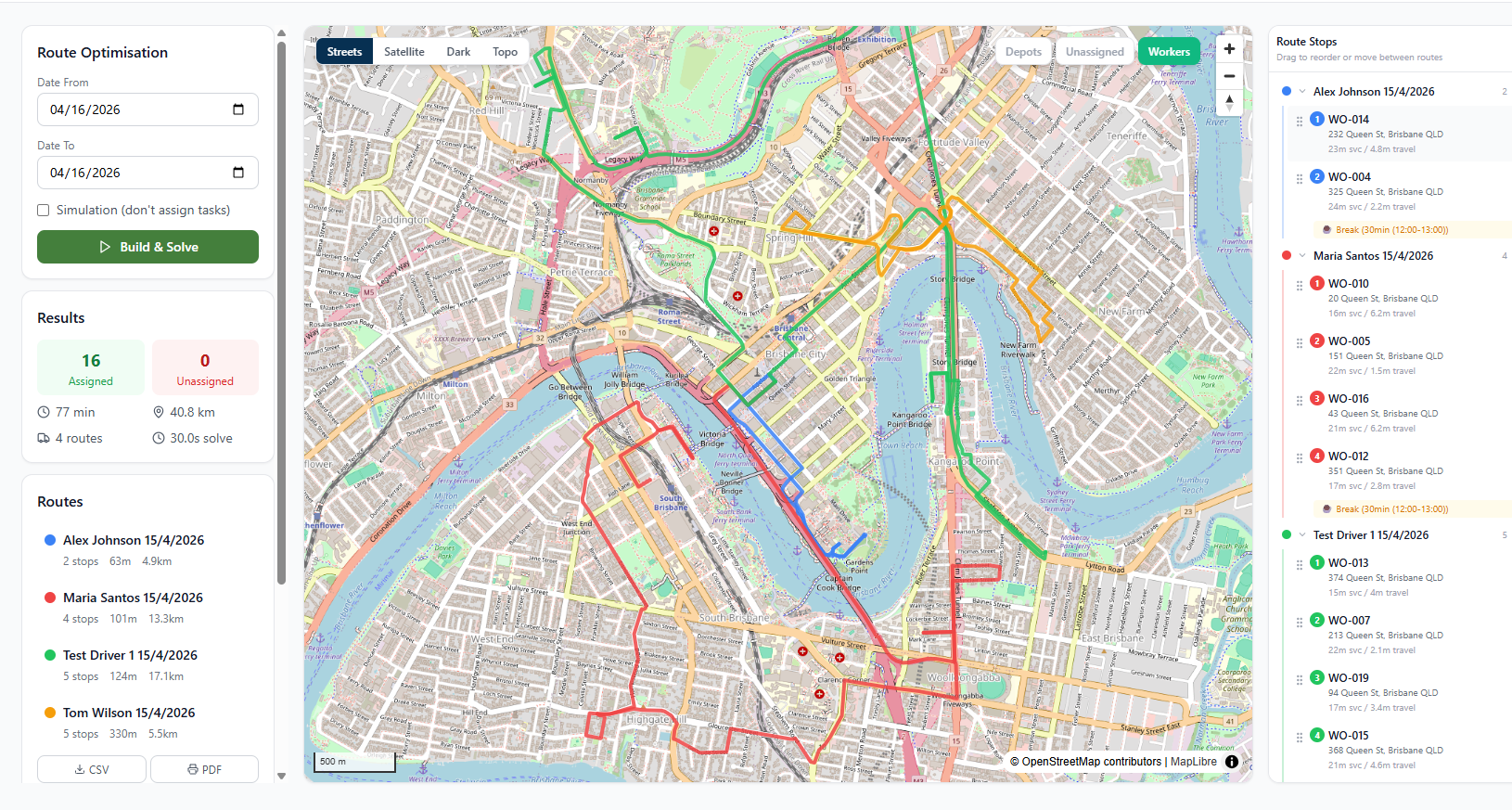 Route Command — live route optimisation in Brisbane